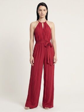 Abercrombie & Fitch Deep Red Sleeveless Jumpsuit, Belted waistband, SZ S